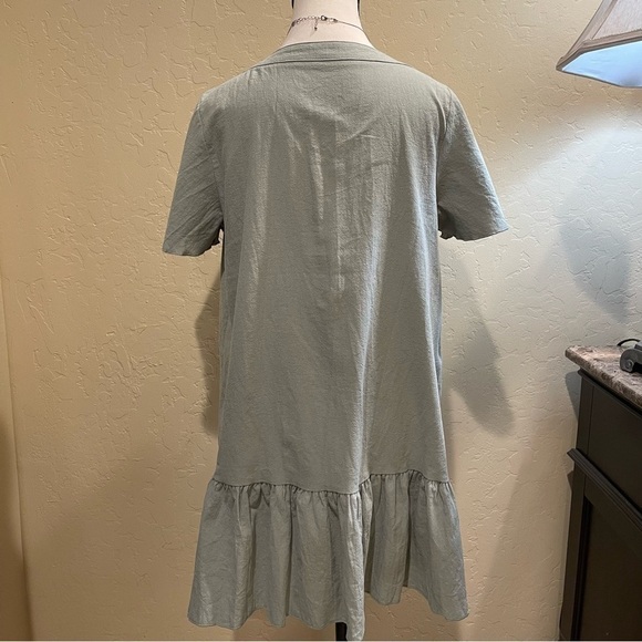 CUPSHE Mini Dress Button Short Sleeve Ruffled A Line Casual Short Summer Dress - Picture 4 of 6